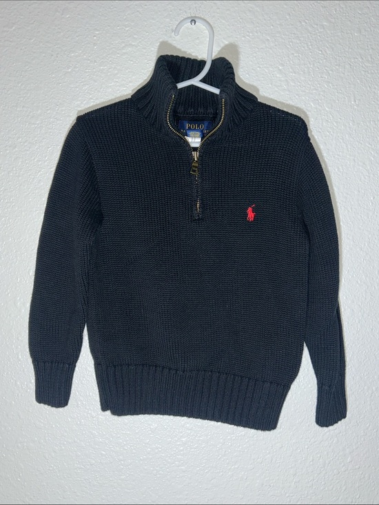 Polo Ralph Lauren Other - Polo by Ralph Lauren Navy Half-Zip Knit Sweater with Red Pony Sz 4T